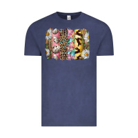 Vintage Denim Easter Brushstroke With Quail Eggs Daisy And Bunny Vintage Tee - RanaPortraitStore