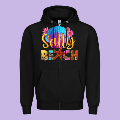 Salty Beach Zipper Hoodie Designed By Hra Design Shop