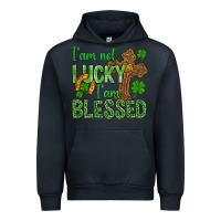 Navy I Am Not Lucky I Am Blessed St. Patricks Urban Hoodie - BundleAndBundleShop