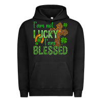 Pigment Black I Am Not Lucky I Am Blessed St. Patricks Urban Hoodie - BundleAndBundleShop
