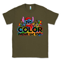 Army Green color outside the lines autism stitch Classic Tee - Zillion Design Studio