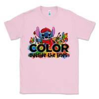 Bubblegum Pink color outside the lines autism stitch Classic Tee - Zillion Design Studio