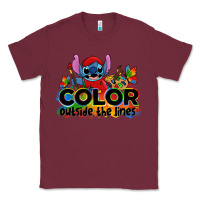 Burgundy color outside the lines autism stitch Classic Tee - Zillion Design Studio