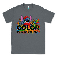 Charcoal Heather color outside the lines autism stitch Classic Tee - Zillion Design Studio