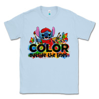 Dusty Blue color outside the lines autism stitch Classic Tee - Zillion Design Studio
