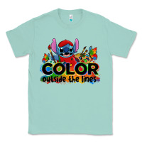 Seafoam color outside the lines autism stitch Classic Tee - Zillion Design Studio