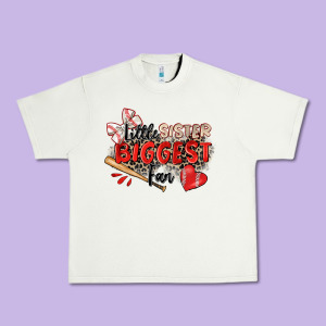 Little Sister Biggest Fan Baseball Urban Heavy Tee Designed By Zillion Design Studio