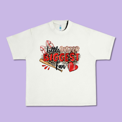 Little Sister Biggest Fan Baseball Urban Heavy Tee Designed By Zillion Design Studio