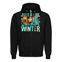 Black just a girl who loves winter Zipper Hoodie - FaDigitalArtStudio
