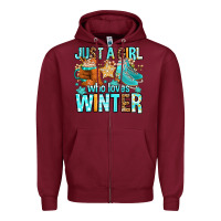 Burgundy just a girl who loves winter Zipper Hoodie - FaDigitalArtStudio