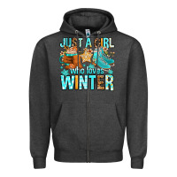 Charcoal Heather just a girl who loves winter Zipper Hoodie - FaDigitalArtStudio