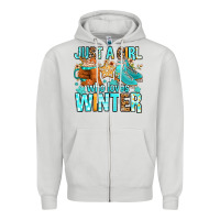 Dove Grey just a girl who loves winter Zipper Hoodie - FaDigitalArtStudio