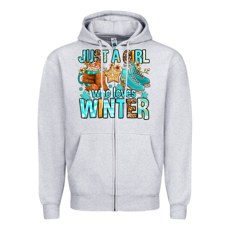 Just A Girl Who Loves Winter Zipper Hoodie by FaDigitalArtStudio | Teevron