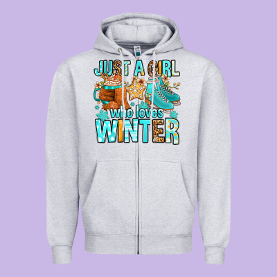 Just A Girl Who Loves Winter Zipper Hoodie Designed By Fadigitalartstudio