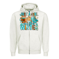 Oatmeal Heather just a girl who loves winter Zipper Hoodie - FaDigitalArtStudio