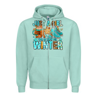 Seafoam just a girl who loves winter Zipper Hoodie - FaDigitalArtStudio
