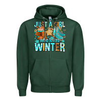 Sports Green just a girl who loves winter Zipper Hoodie - FaDigitalArtStudio