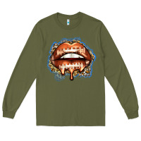 Army Green american football lips Long Sleeve Tee - Zillion Design Studio