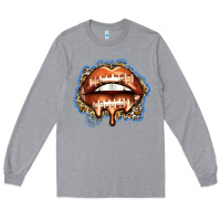 Heather Grey american football lips Long Sleeve Tee - Zillion Design Studio