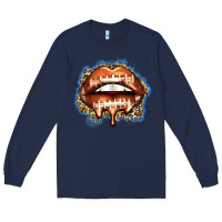 Navy american football lips Long Sleeve Tee - Zillion Design Studio