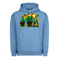 Pigment Pebble Blue St. Patrick's afro gnomies with rainbow Urban Hoodie - BundleAndBundleShop