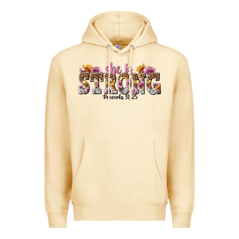 She Is Strong Proverbs 31 25 Premium Hoodie by NancyCooperArtShop | Teevron