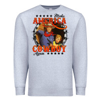 Heather Grey make america cowboy again Premium Sweatshirt - AdoDesignShop