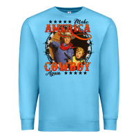 Ocean Blue make america cowboy again Premium Sweatshirt - AdoDesignShop
