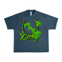 Midnight Navy Lucky shamrock horseshoe Urban Heavy Tee - RanaPortraitStore