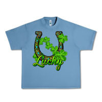 Pebble Blue Lucky shamrock horseshoe Urban Heavy Tee - RanaPortraitStore