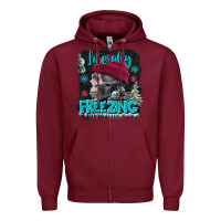 Burgundy literally freezing skull Zipper Hoodie - FaDigitalArtStudio