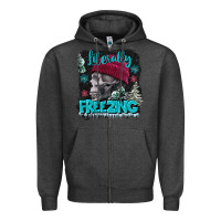 Charcoal Heather literally freezing skull Zipper Hoodie - FaDigitalArtStudio