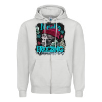 Dove Grey literally freezing skull Zipper Hoodie - FaDigitalArtStudio