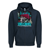 Navy literally freezing skull Zipper Hoodie - FaDigitalArtStudio