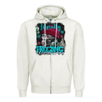 Oatmeal Heather literally freezing skull Zipper Hoodie - FaDigitalArtStudio
