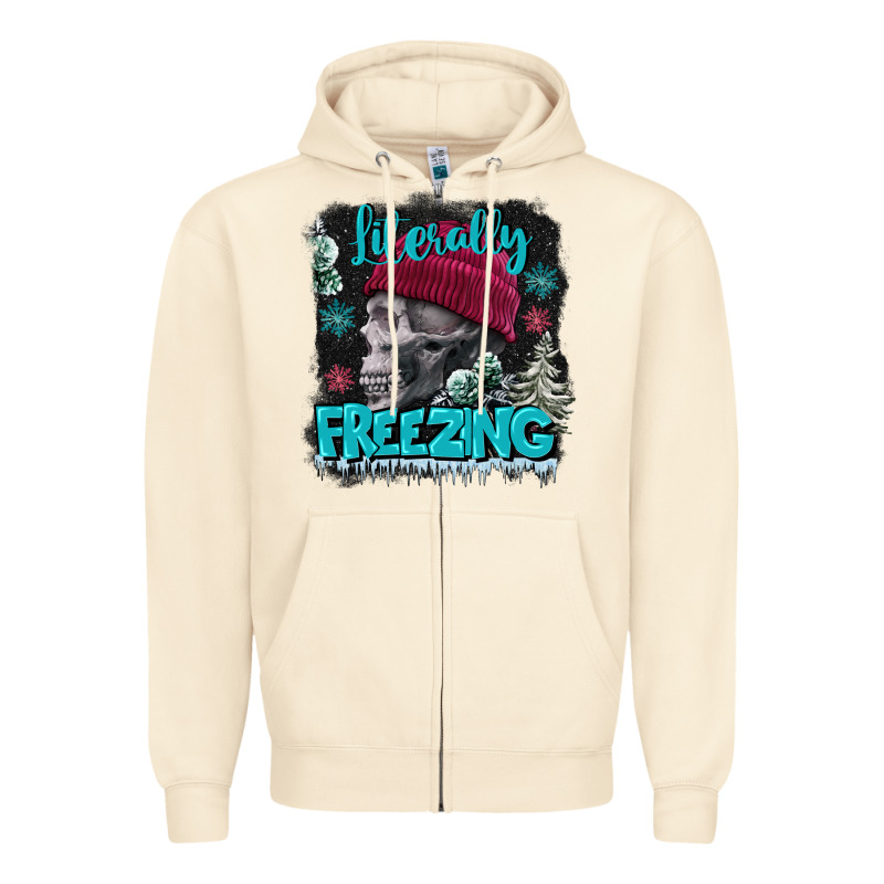Literally Freezing Skull Zipper Hoodie by FaDigitalArtStudio | Teevron