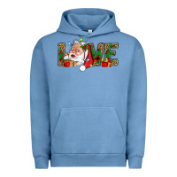 Pigment Pebble Blue Love And Santa With Gift Boxes Urban Hoodie - BundleAndBundleShop