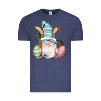 Vintage Denim Easter Bunny Gnomes with Egg and Carrot Vintage Tee - RanaPortraitStore
