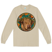 Mushroom fall highland cow round Long Sleeve Tee - RanaPortraitStore