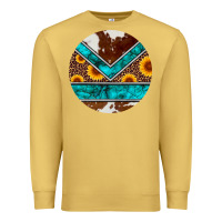 Antique Gold turquoise cowhide leopard sunflowers round Premium Sweatshirt - Artiststas