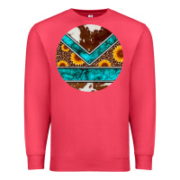 Cardinal turquoise cowhide leopard sunflowers round Premium Sweatshirt - Artiststas