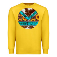Lemon turquoise cowhide leopard sunflowers round Premium Sweatshirt - Artiststas