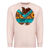 Pale Pink turquoise cowhide leopard sunflowers round Premium Sweatshirt - Artiststas