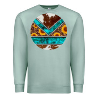Seafoam turquoise cowhide leopard sunflowers round Premium Sweatshirt - Artiststas