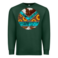 Sports Green turquoise cowhide leopard sunflowers round Premium Sweatshirt - Artiststas