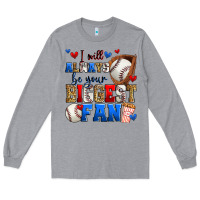 Heather Grey i will always be your biggest fan baseball Long Sleeve Tee - Zillion Design Studio