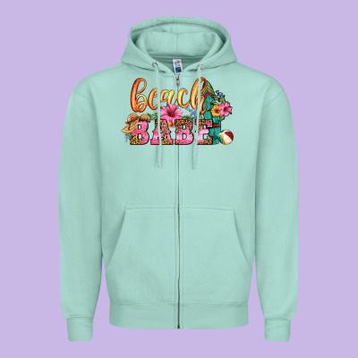 Beach Babe Zipper Hoodie Designed By Hra Design Shop