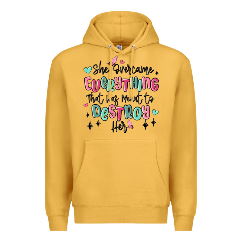 She Overcame Everything That Was Meant To Destroy Premium Hoodie by MaliasSmallBusiness | Teevron