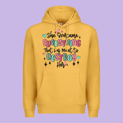 She Overcame Everything That Was Meant To Destroy Premium Hoodie Designed By Maliassmallbusiness