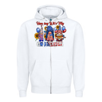 White hangin with my gnomerica Zipper Hoodie - RacoonDesign